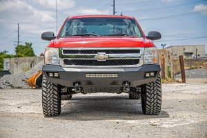 Chevrolet Silverado 1500 Front Bumper - Rough Country - LED Bumper with Rough Country LED Cubes + 20in LED Light Bar - Flat Black - '07-'13